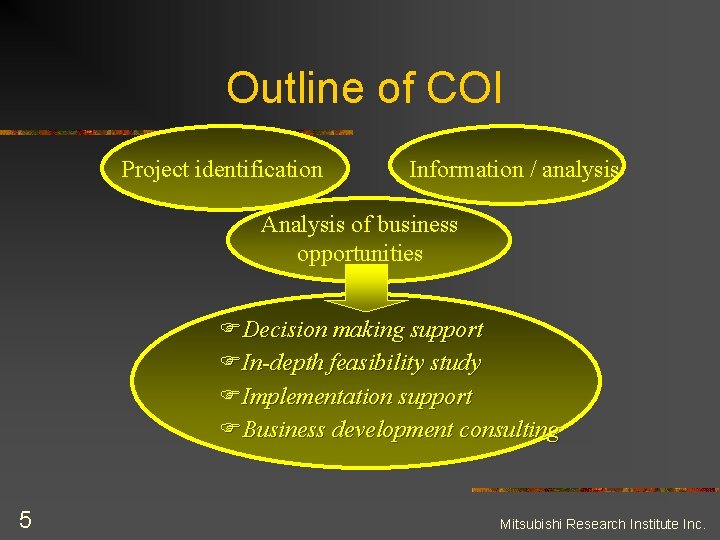 Outline of COI Project identification Information / analysis Analysis of business opportunities FDecision making
