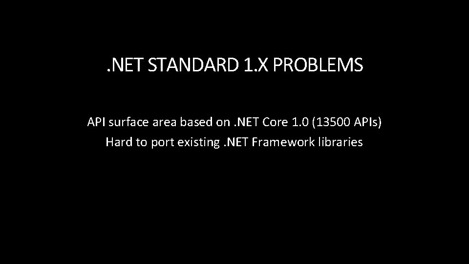 . NET STANDARD 1. X PROBLEMS API surface area based on. NET Core 1.