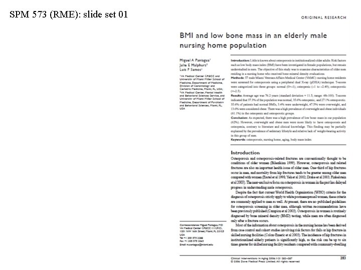 SPM 573 (RME): slide set 01 