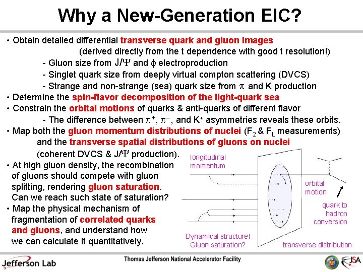 Why a New-Generation EIC? • Obtain detailed differential transverse quark and gluon images (derived Why a New-Generation EIC? • Obtain detailed differential transverse quark and gluon images (derived
