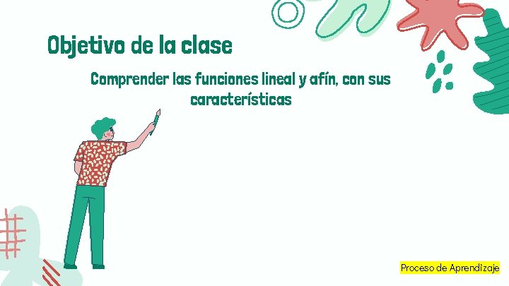 Objetivo de la clase Comprender las funciones lineal y afín, con sus características Proceso Objetivo de la clase Comprender las funciones lineal y afín, con sus características Proceso