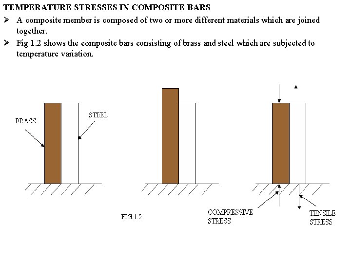 TEMPERATURE STRESSES IN COMPOSITE BARS Ø A composite member is composed of two or