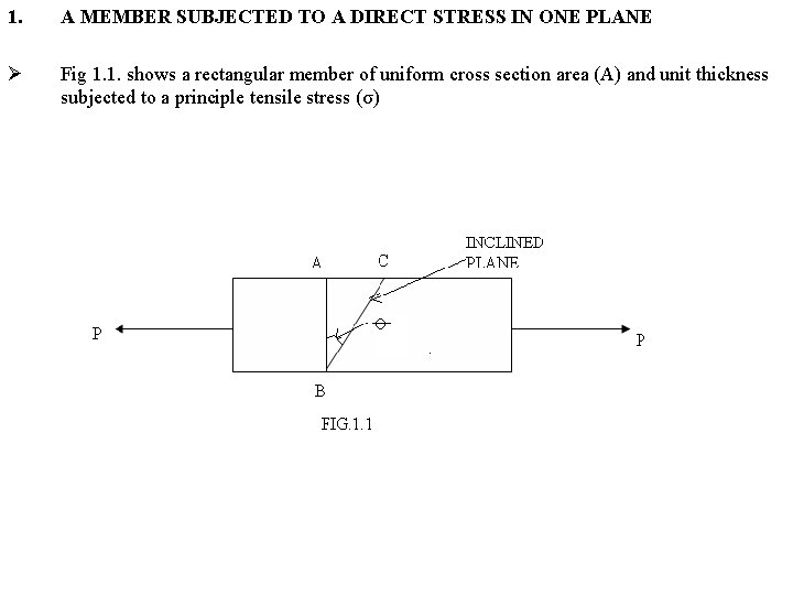 1. A MEMBER SUBJECTED TO A DIRECT STRESS IN ONE PLANE Ø Fig 1.