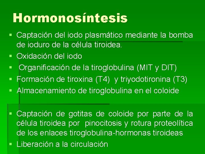 Hormonosíntesis § Captación del iodo plasmático mediante la bomba de ioduro de la célula