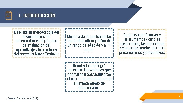 1. INTRODUCCIÓN Describir la metodología del levantamiento de información en el proceso de evaluación