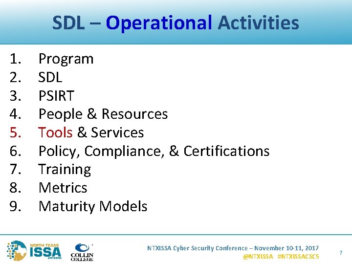 SDL – Operational Activities 1. 2. 3. 4. 5. 6. 7. 8. 9. Program