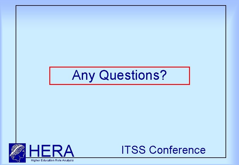 Any Questions? HERA Higher Education Role Analysis ITSS Conference 