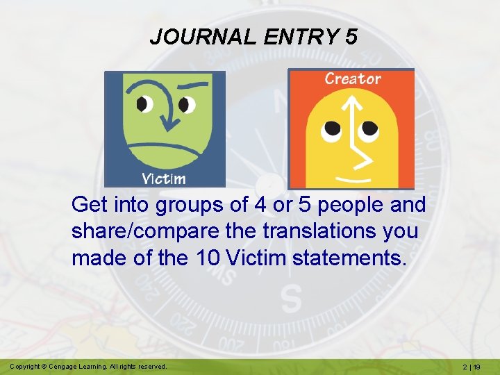 JOURNAL ENTRY 5 Get into groups of 4 or 5 people and share/compare the