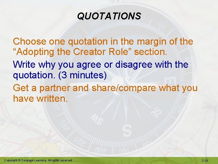 QUOTATIONS Choose one quotation in the margin of the “Adopting the Creator Role” section.