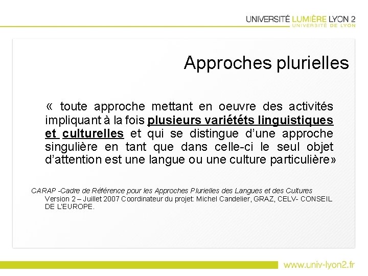 Approches plurielles « toute approche mettant en oeuvre des activités impliquant à la fois