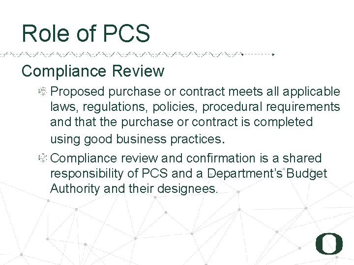 3 5 Role of PCS Compliance Review Proposed purchase or contract meets all applicable