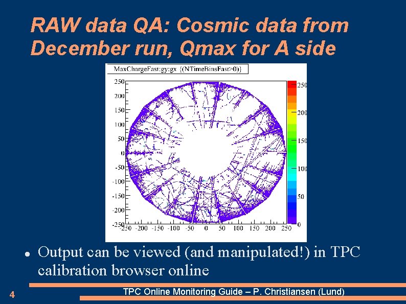 RAW data QA: Cosmic data from December run, Qmax for A side 4 Output