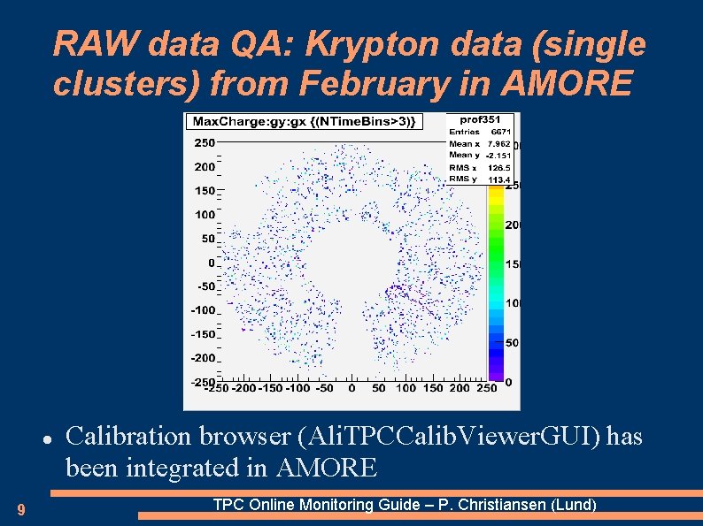 RAW data QA: Krypton data (single clusters) from February in AMORE 9 Calibration browser