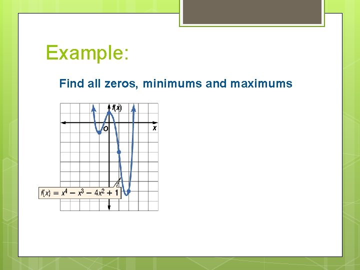Example: Find all zeros, minimums and maximums 