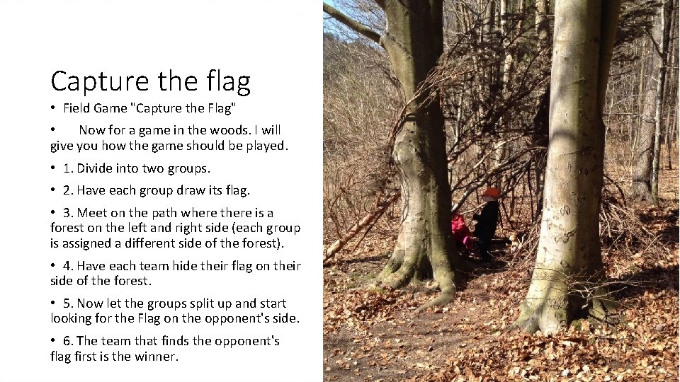Capture the flag • Field Game "Capture the Flag" • Now for a game