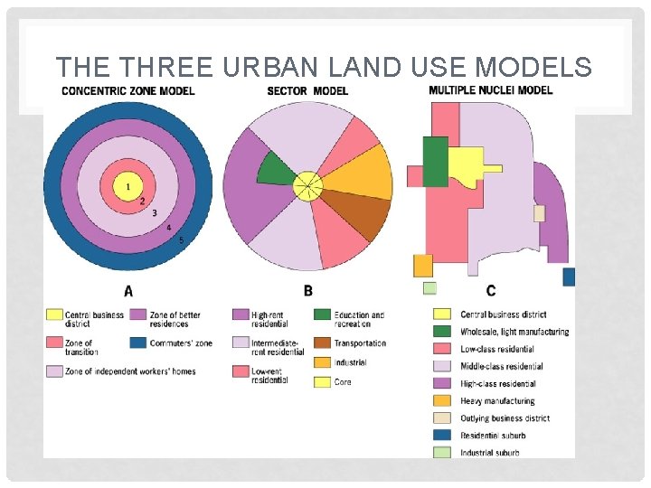 THE THREE URBAN LAND USE MODELS 
