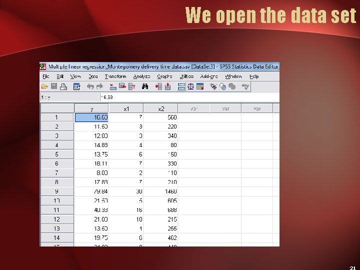 We open the data set 
