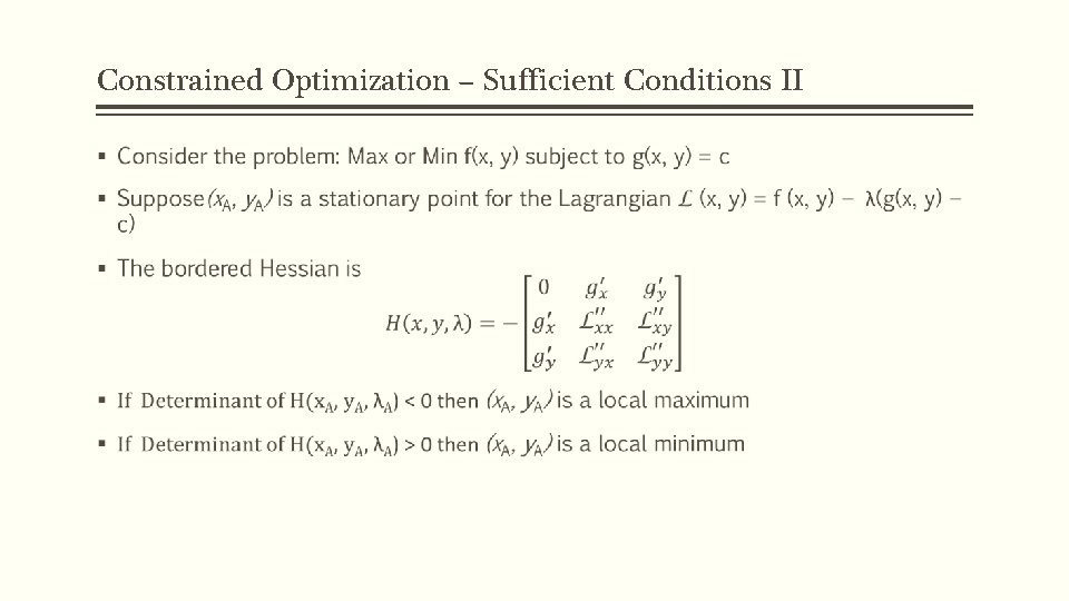 Constrained Optimization – Sufficient Conditions II § 