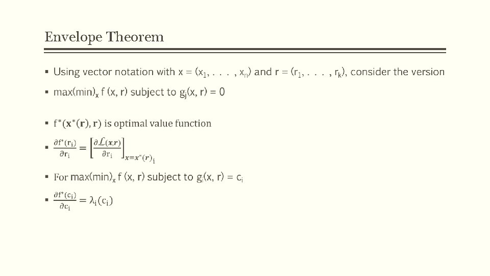 Envelope Theorem § 