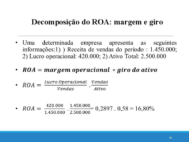 Decomposição do ROA: margem e giro 25 