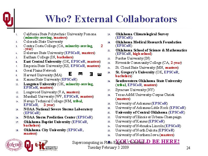Who? External Collaborators 3. 4. 5. 6. 7. 9. 10. 11. 12. 13. 14.