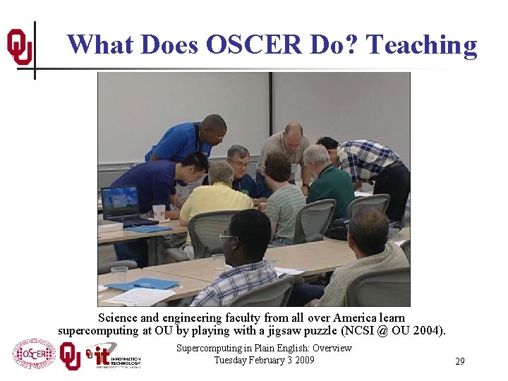 What Does OSCER Do? Teaching Science and engineering faculty from all over America learn