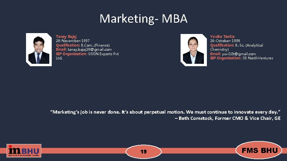 Marketing- MBA Yuvika Teotia 26 -October-1998 Qualification: B. Sc. (Analytical Chemistry) Email: yuvi 10