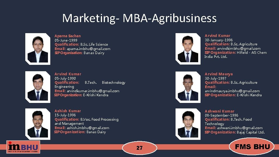 Marketing- MBA-Agribusiness Aparna Sachan 05 -June-1999 Qualification: B. Sc. Life Science Email: aparna. imbhu@gmail.