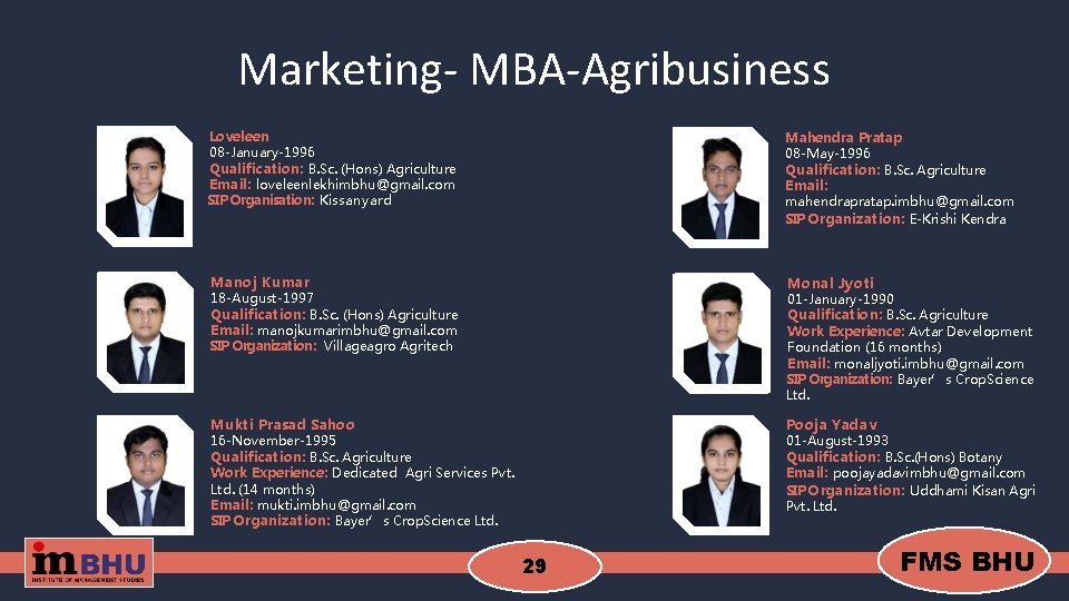 Marketing- MBA-Agribusiness Loveleen 08 -January-1996 Qualification: B. Sc. (Hons) Agriculture Email: loveleenlekhimbhu@gmail. com SIP