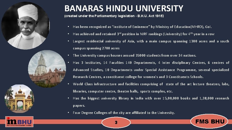 BANARAS HINDU UNIVERSITY (created under the Parliamentary legislation - B. H. U. Act 1915)