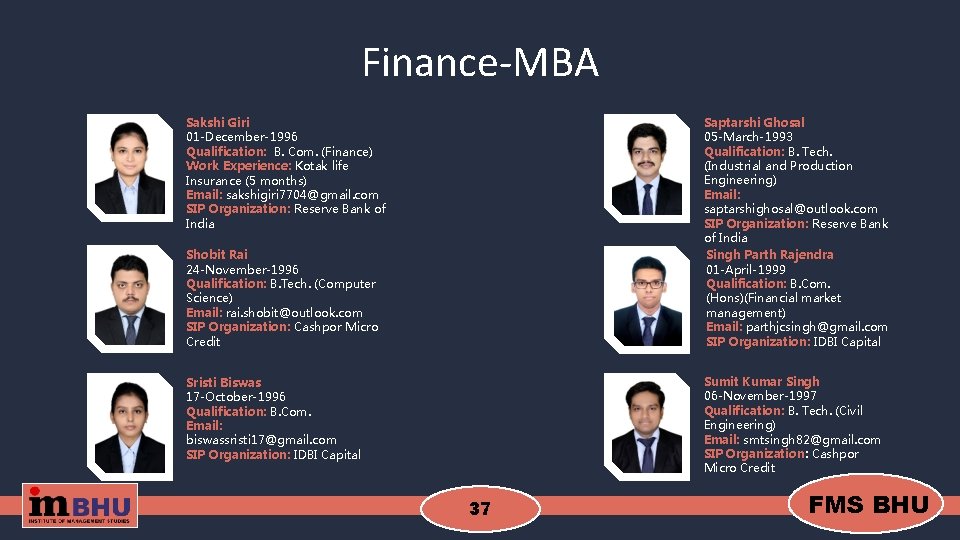 Finance-MBA Saptarshi Ghosal 05 -March-1993 Qualification: B. Tech. (Industrial and Production Engineering) Email: saptarshighosal@outlook.