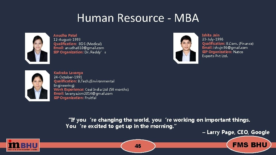 Human Resource - MBA Ishita Jain 23 -July-1996 Qualification: B. Com. (Finance) Email: ishujn