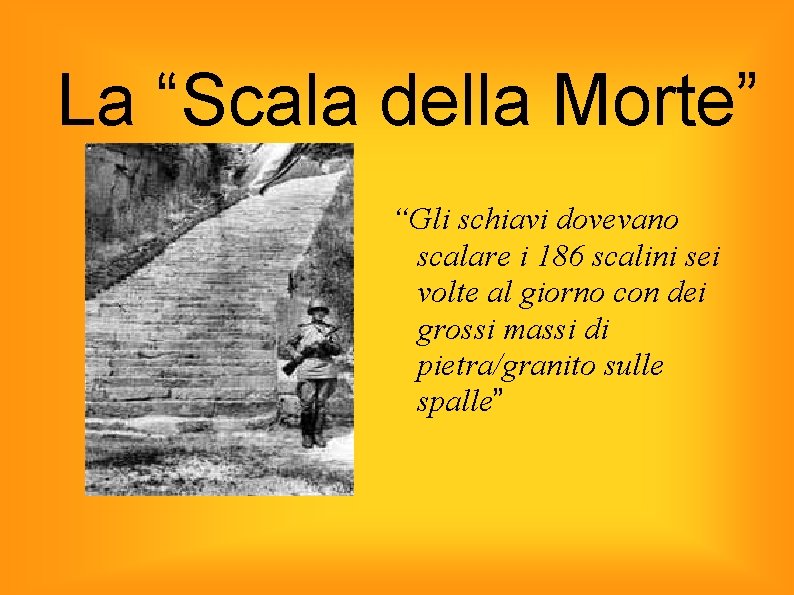 La “Scala della Morte” “Gli schiavi dovevano scalare i 186 scalini sei volte al