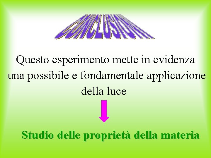 Questo esperimento mette in evidenza una possibile e fondamentale applicazione della luce Studio delle