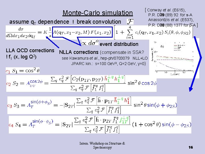 Monte-Carlo simulation [ Conway et al. (E 615), assume q. T dependence ! break