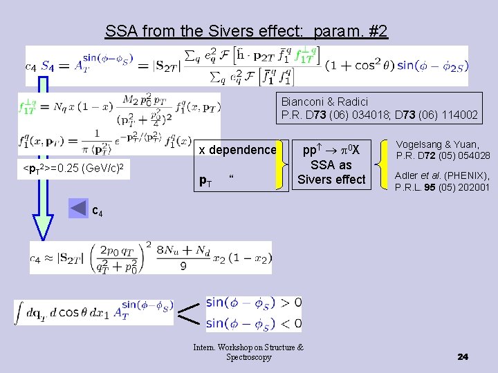 SSA from the Sivers effect: param. #2 Bianconi & Radici P. R. D 73