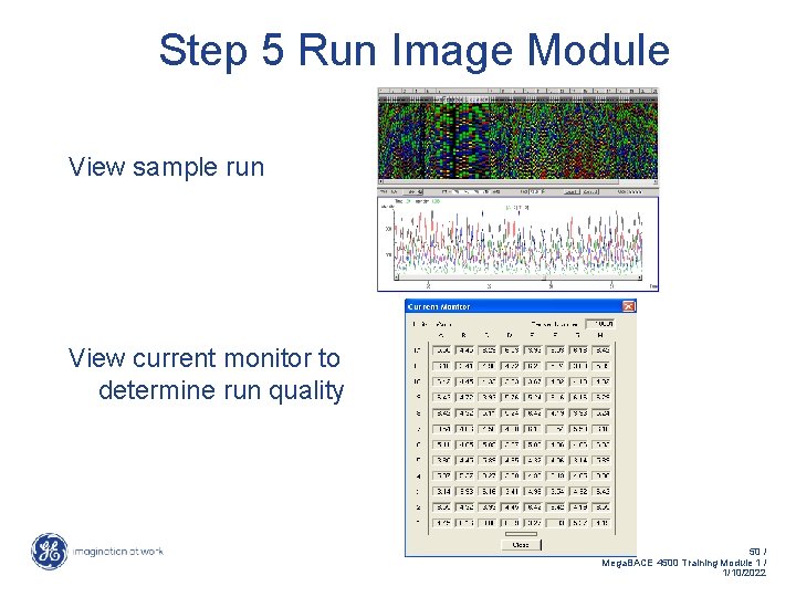 Step 5 Run Image Module View sample run View current monitor to determine run