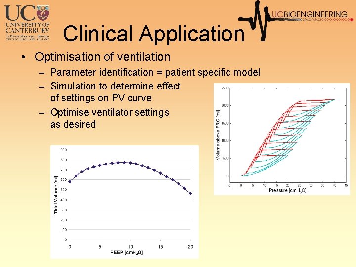 Clinical Application • Optimisation of ventilation – Parameter identification = patient specific model –
