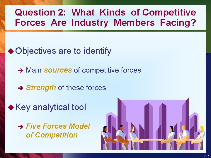 Question 2: What Kinds of Competitive Forces Are Industry Members Facing? u Objectives è