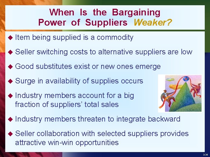 When Is the Bargaining Power of Suppliers Weaker? u Item being supplied is a