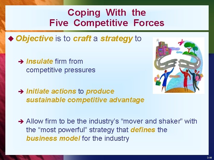 Coping With the Five Competitive Forces u Objective is to craft a strategy to