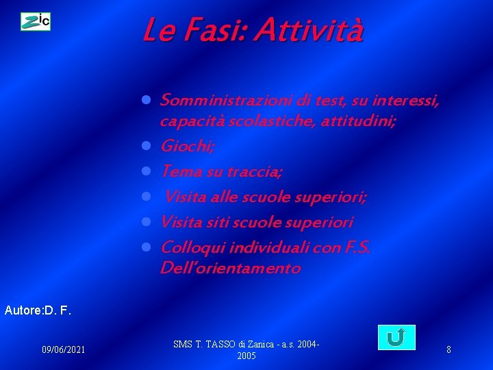 Le Fasi: Attività l l l Somministrazioni di test, su interessi, capacità scolastiche, attitudini;