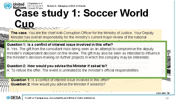 Module 9 – Managing conflict of interest Case study 1: Soccer World Cup The Module 9 – Managing conflict of interest Case study 1: Soccer World Cup The
