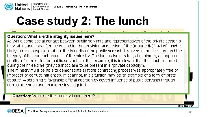 Module 9 – Managing conflict of interest Case study 2: The lunch The case: Module 9 – Managing conflict of interest Case study 2: The lunch The case: