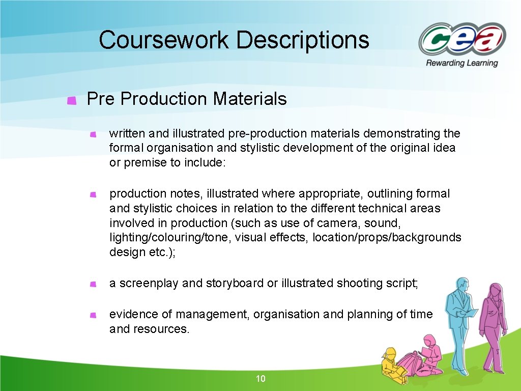 Coursework Descriptions Pre Production Materials written and illustrated pre-production materials demonstrating the formal organisation Coursework Descriptions Pre Production Materials written and illustrated pre-production materials demonstrating the formal organisation