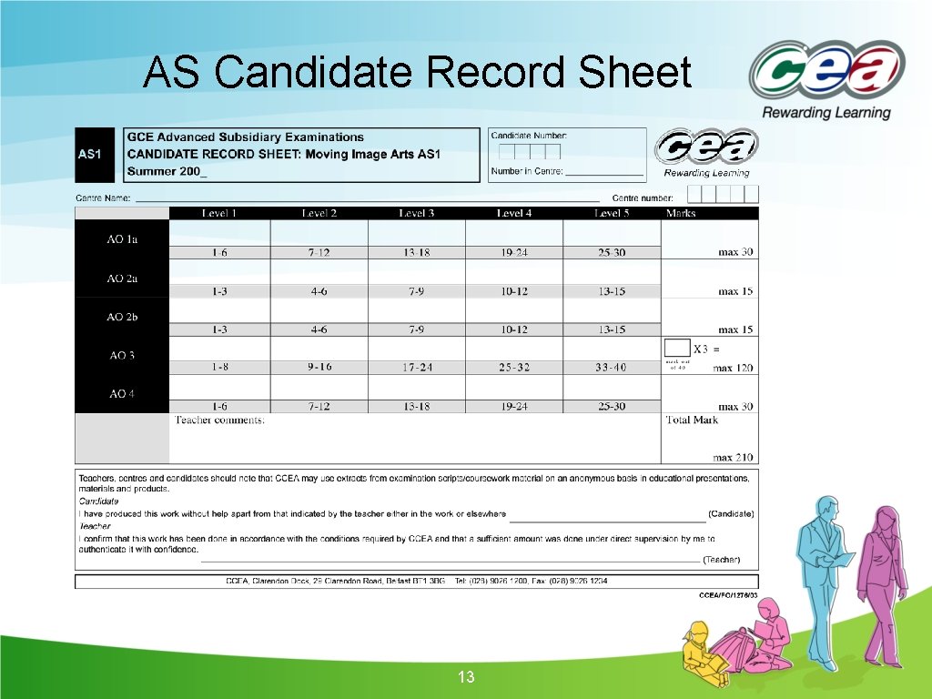 AS Candidate Record Sheet 13 AS Candidate Record Sheet 13