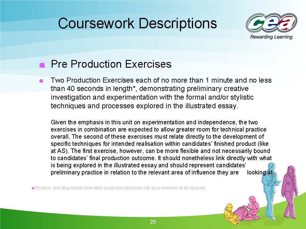 Coursework Descriptions Pre Production Exercises Two Production Exercises each of no more than 1 Coursework Descriptions Pre Production Exercises Two Production Exercises each of no more than 1