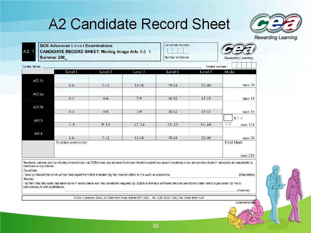 A 2 Candidate Record Sheet 30 A 2 Candidate Record Sheet 30