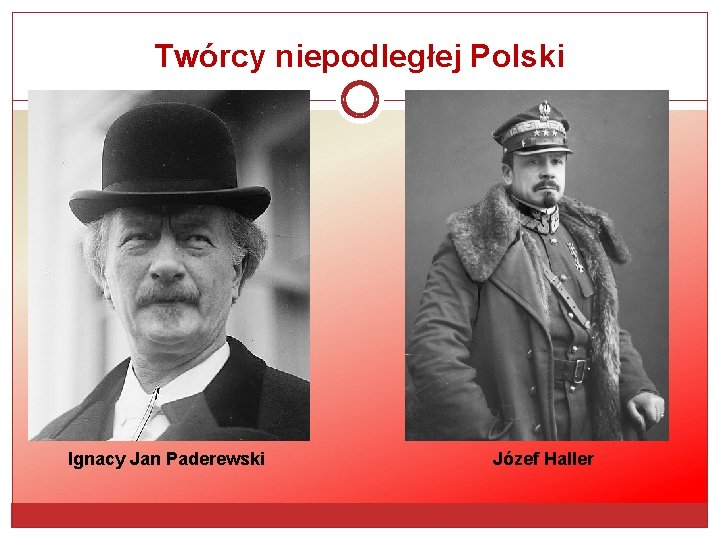Twórcy niepodległej Polski Ignacy Jan Paderewski Józef Haller 