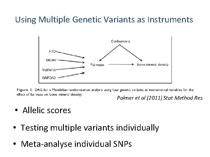 Using Multiple Genetic Variants as Instruments Palmer et al (2011) Stat Method Res •
